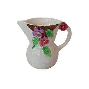 Vintage Wade Ceramic Creamer Mini Pitcher Flower Basket Weave England